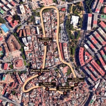 Mapa del recorrido oficial de la procesión de la Hermandad de la Amargura de Marbella